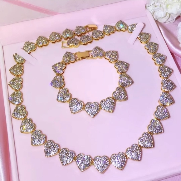 Jewelry - Gold and Silver Heart Jewelry Set